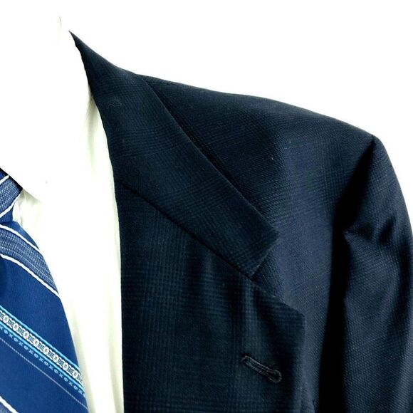 Hart Schaffner Marx Soft Tailored Virgin Heavy Wool 2 Button Sport Coat 48L Blue - Picture 2 of 11